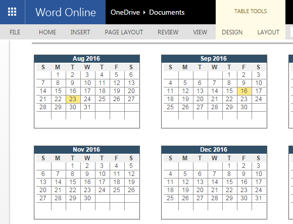 2016 2017 Academic Calendar Template For Word Online