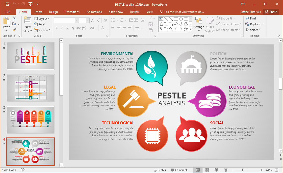 Animated PESTLE Analysis Presentation Template For PowerPoint