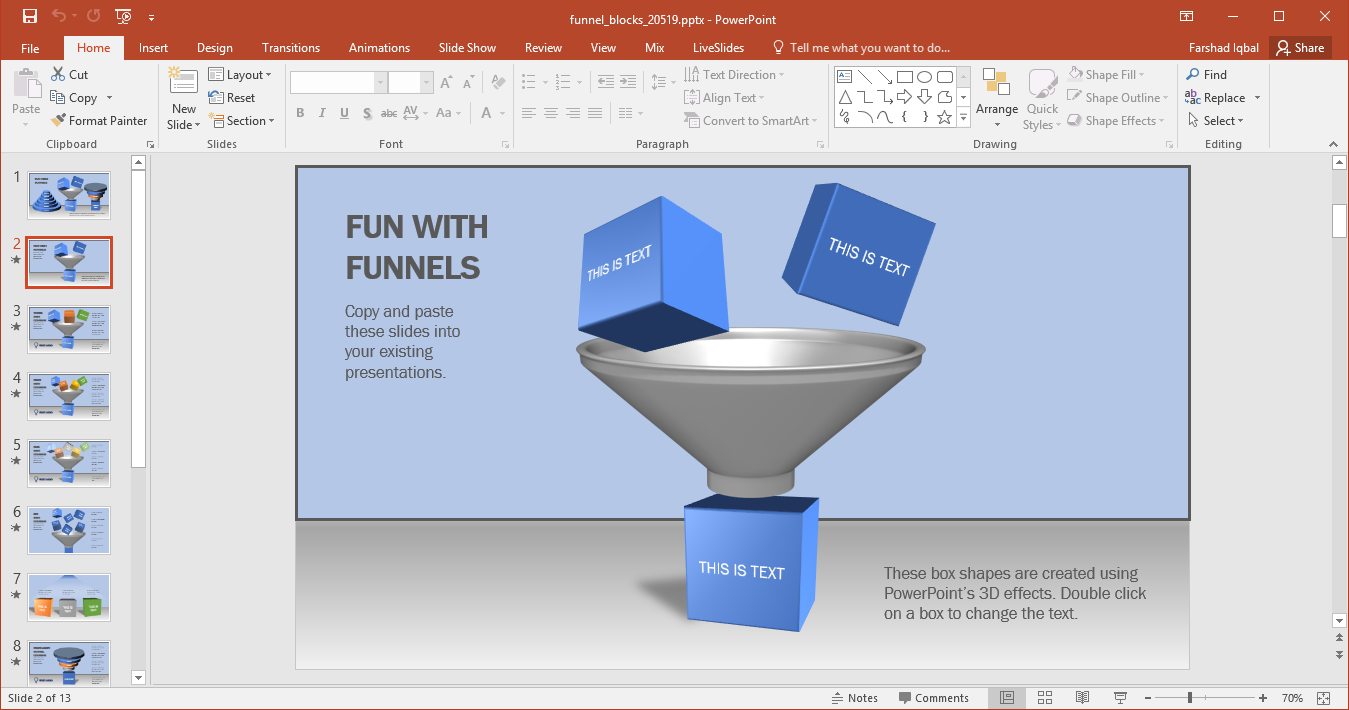 Animated Funnel Blocks PowerPoint Template