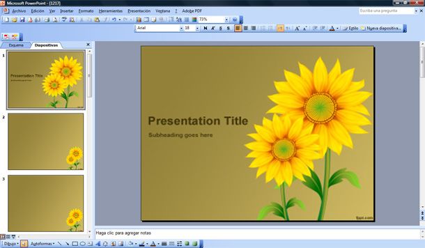 powerpoint slides background free. sunflower powerpoint template