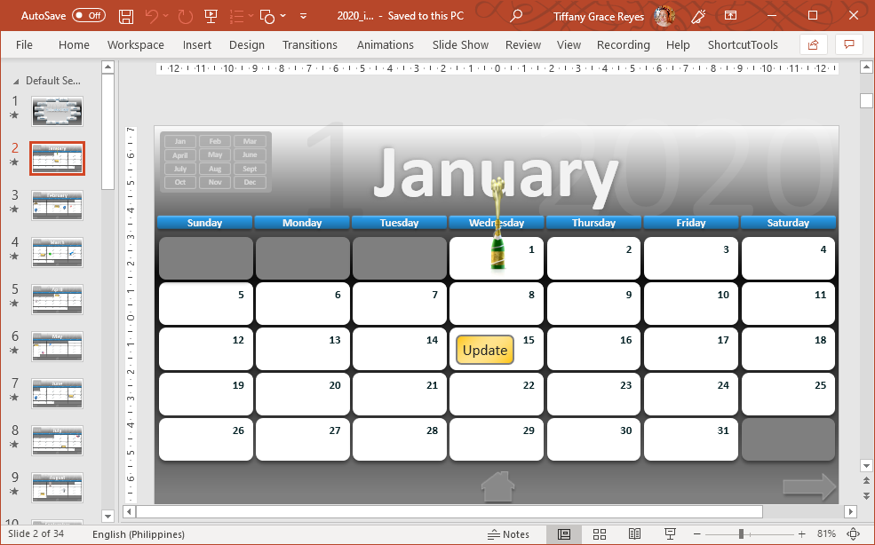 Full Interactive Calendar Template FPPT