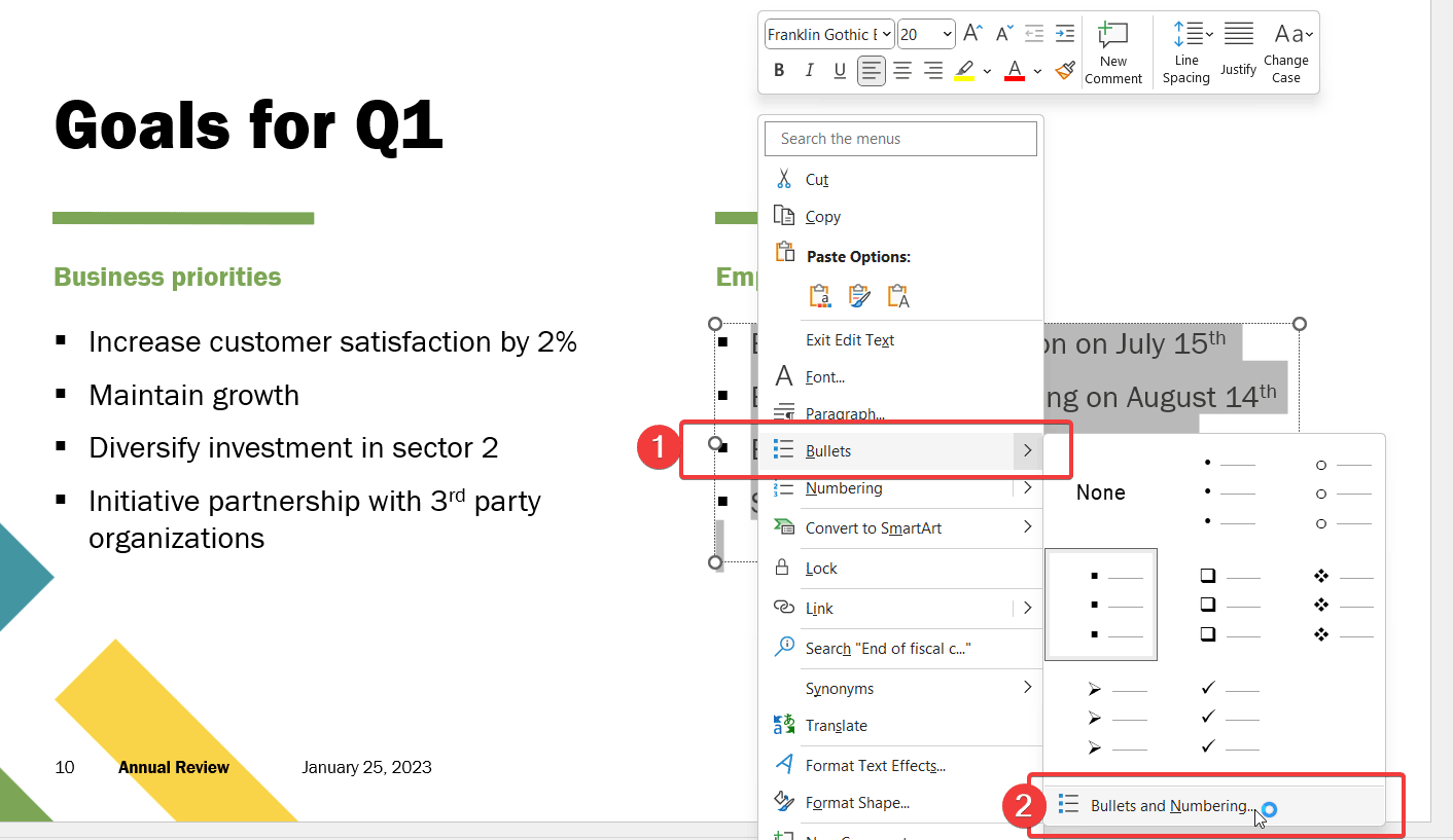 Change Bullet Point Size Powerpoint