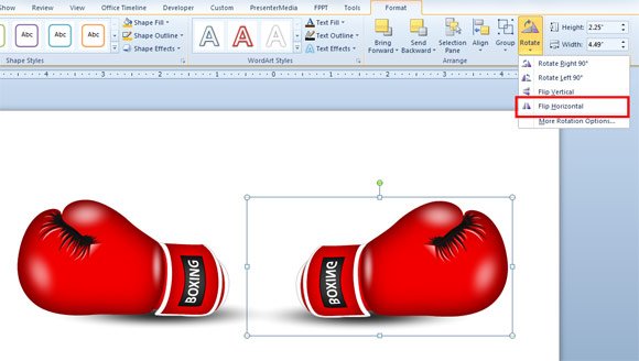 Flip An Object Horizontally In PowerPoint 2010