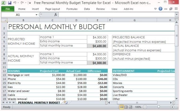 Excel Monthly Expenses Spreadsheet Template Screenmoli