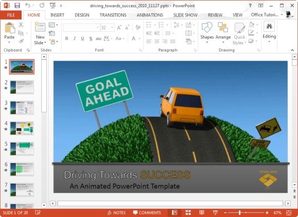 Driving Towards Success PowerPoint Template And Video Animation