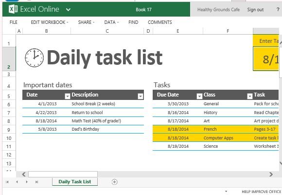 microsoft excel template tasks schedule