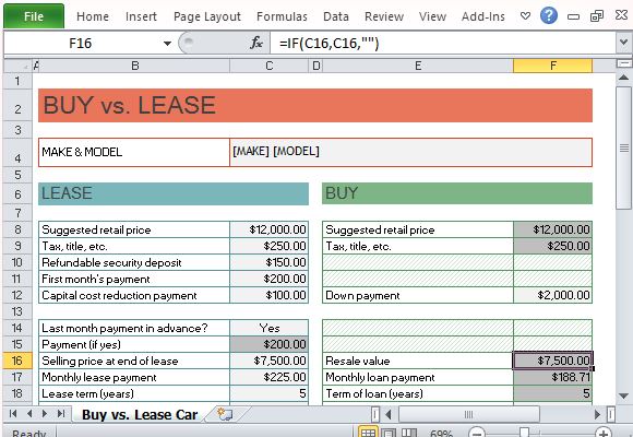 lease versus finance calculator