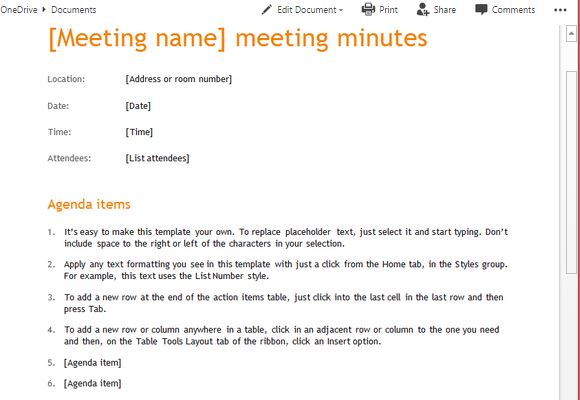 meeting-minutes-template-with-organized-agenda-fppt