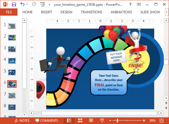 Board game timeline template for PowerPoint png FPPT