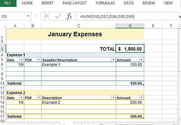 Small Business Expense Sheet For Excel