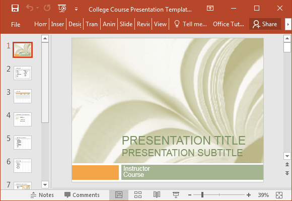 College Course Presentation Template For PowerPoint