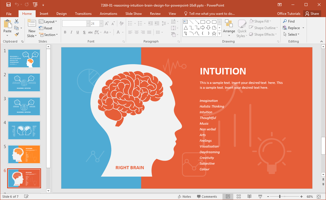 Left Brain Vs Right Brain PowerPoint Template