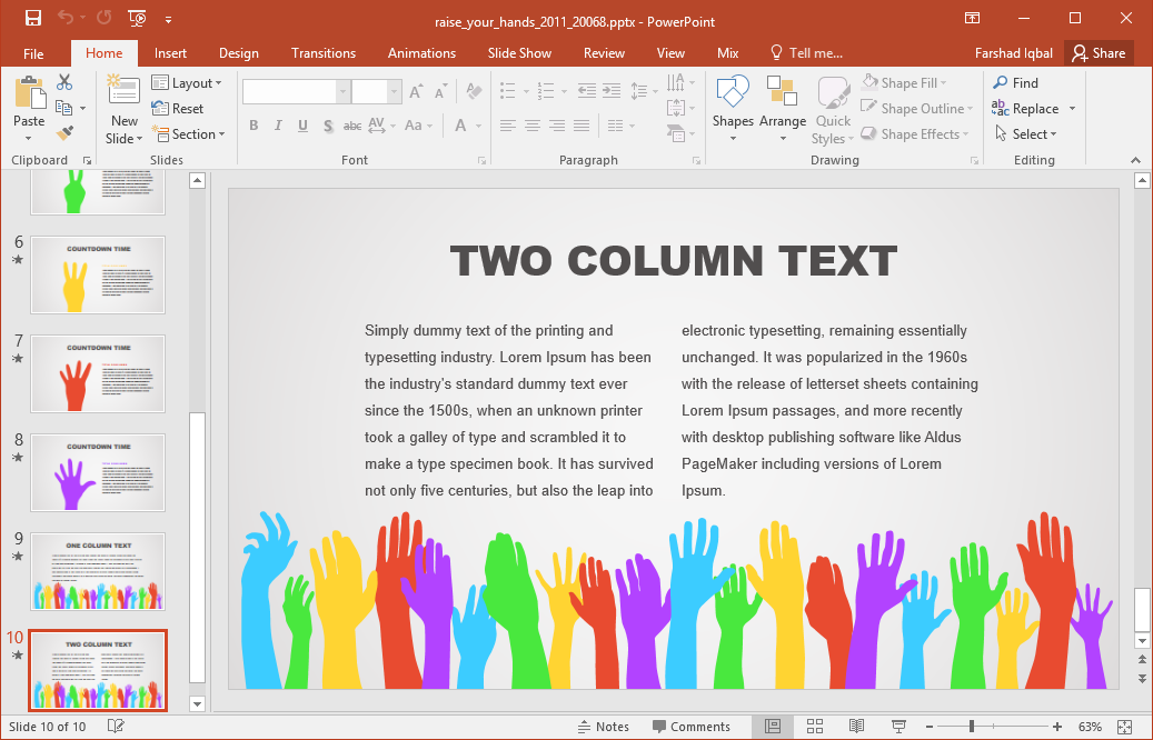 set up two columns in powerpoint