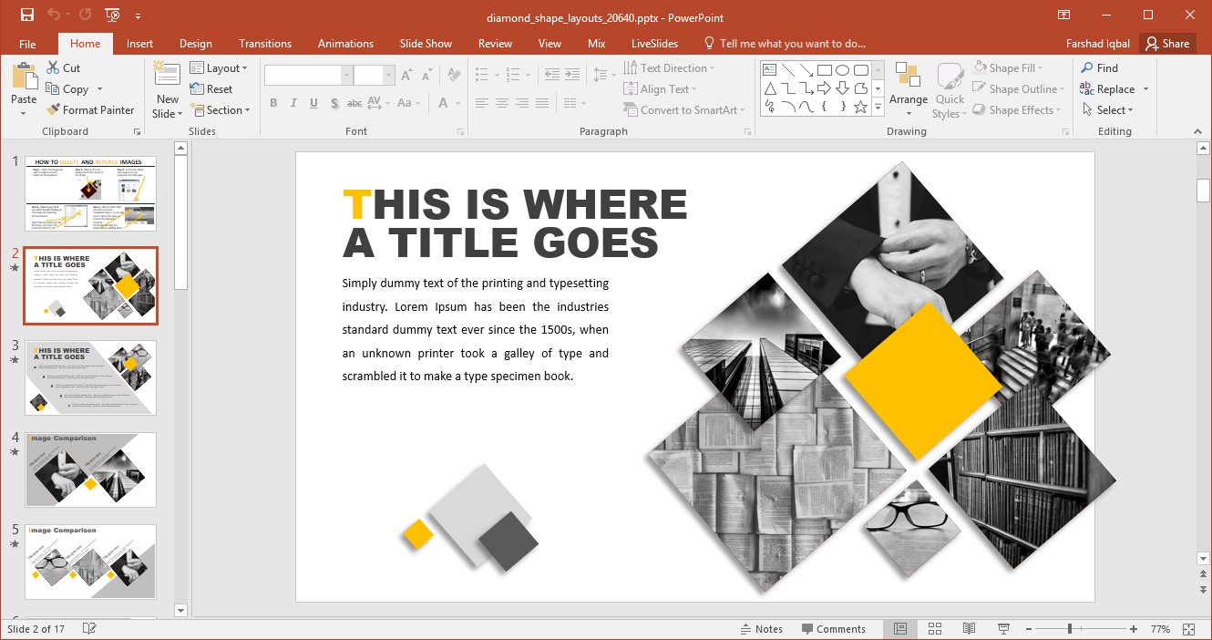 Diamond Shape Layouts For PowerPoint FPPT