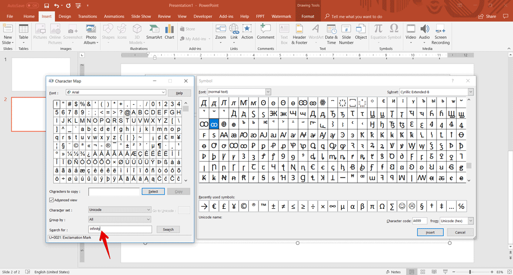 how-to-insert-infinity-symbol-in-excel-worksheet-youtube