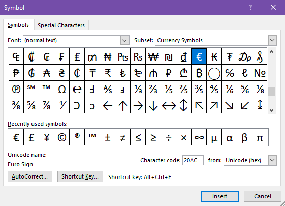 How To Insert Symbols In Word Using Keyboard Shortcuts