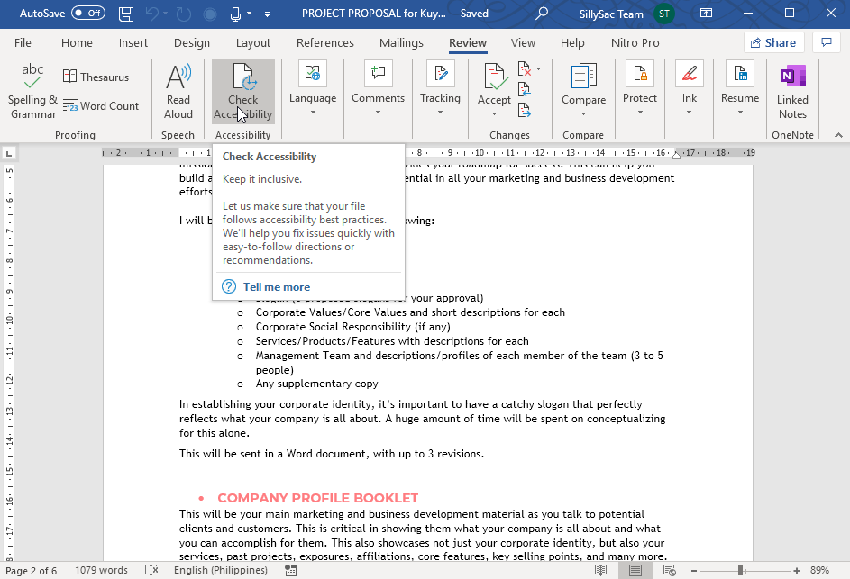 check for accessibility in word